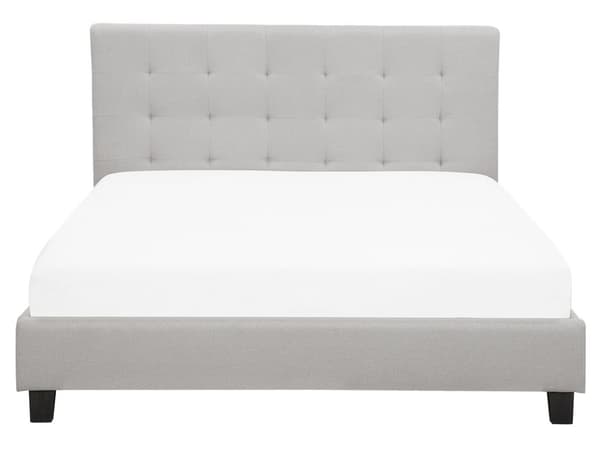 Vesisänky vaaleanharmaa kangas verhoilu 160 x 200 cm tarvikkeilla tuftattu pääty glamour