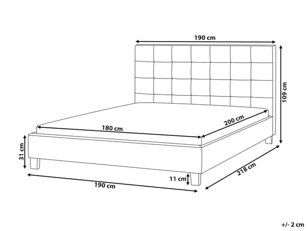 Vattensäng Grön Tyg 180 x 200 cm Stoppad Ram Nackstöd Elegant Tuftad