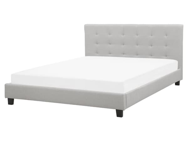 Vattensäng Ljusgrå 160 x 200 cm Tyg Tuftad Ram Knappad Nackstöd