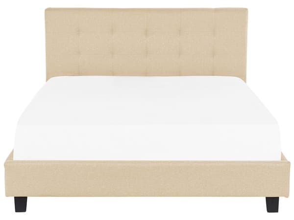 Vattensäng Beige Tyg 180 x 200 cm Stoppad Ram Nackstöd Elegant Tuftad