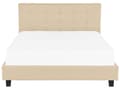 Miniatyrbild 5 av 11: Vattensäng Beige Tyg 180 x 200 cm Stoppad Ram Nackstöd Elegant Tuftad