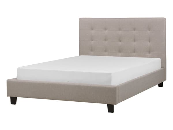 Seng Lysegrå Polyester 140 x 200 cm Vandseng Moderne Blød Polstret Trekvart Seng Tuftet Sengegavl Soveværelse Inspiration Kvalitetsseng