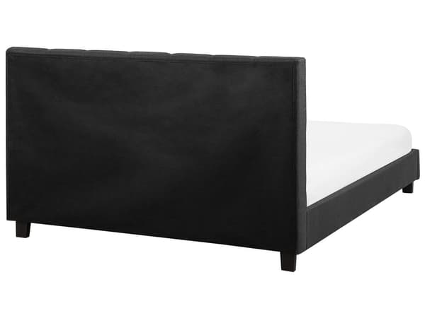 Seng Mørkegrå Polyester 180 x 200 cm Vandseng Moderne Blød Polstret Dobbeltseng Tuftet Sengegavl Soveværelse Inspiration Kvalitetsseng