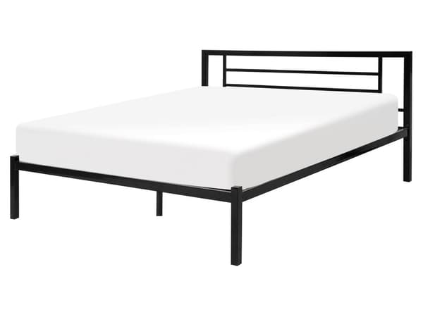 Sengeramme Svart Metall 160 x 200 cm Tre Industriell Minimalistisk