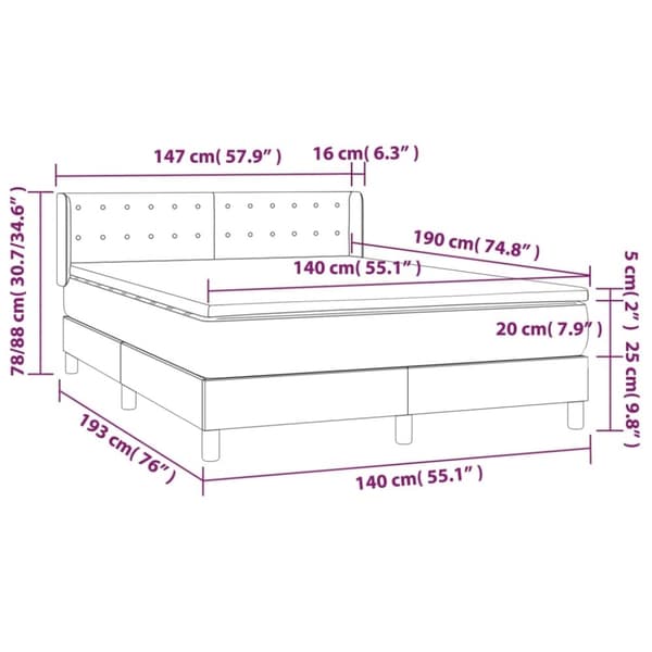 vidaXL Ramsäng med madrass mörkgrön 140x190 cm sammet