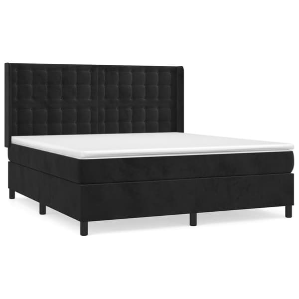 vidaXL Ramsäng med madrass svart 180x200 cm sammet