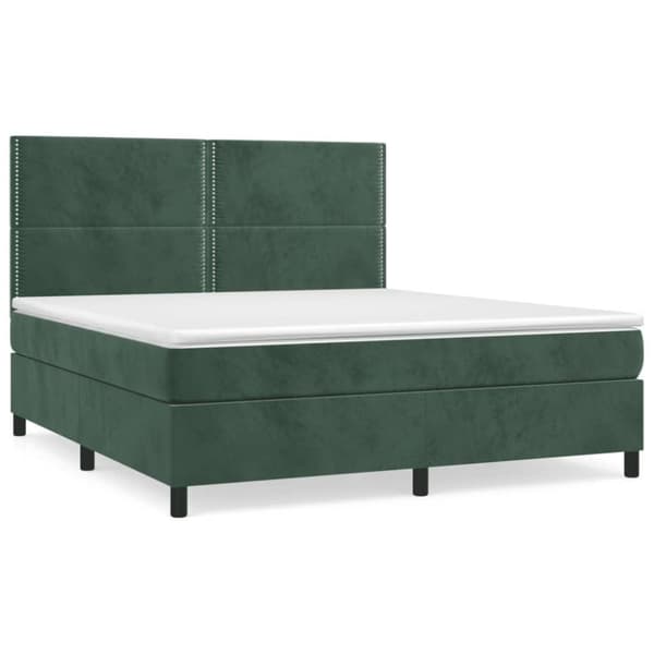 vidaXL Ramsäng med madrass mörkgrön 160x200 cm sammet