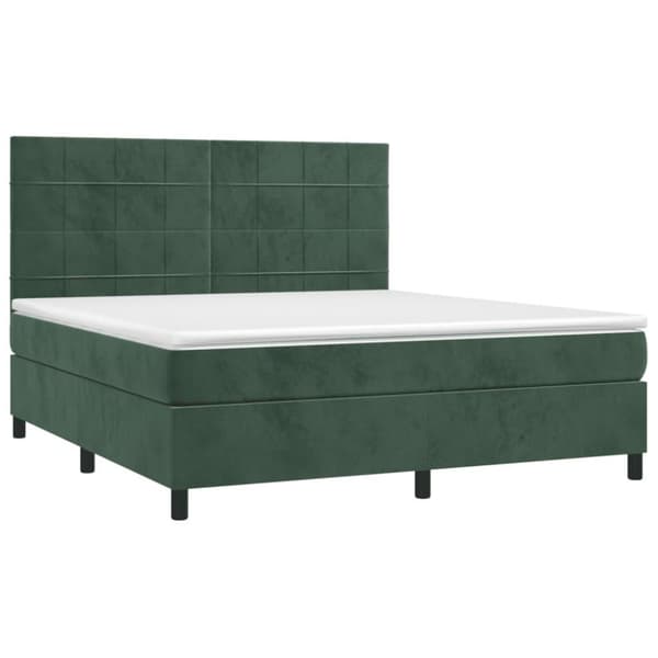 vidaXL Ramsäng med madrass mörkgrön 180x200 cm sammet