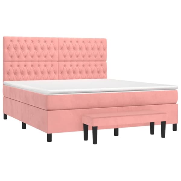 vidaXL Ramsäng med madrass rosa 180x200 cm sammet