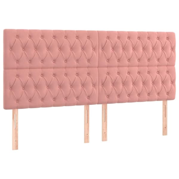 vidaXL Ramsäng med madrass rosa 180x200 cm sammet