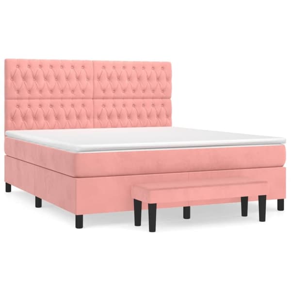 vidaXL Ramsäng med madrass rosa 180x200 cm sammet