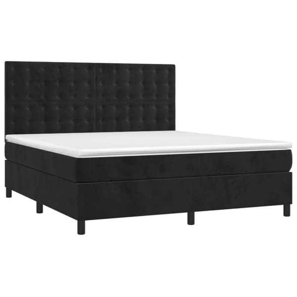 vidaXL Ramsäng med madrass & LED svart 160x200 cm sammet