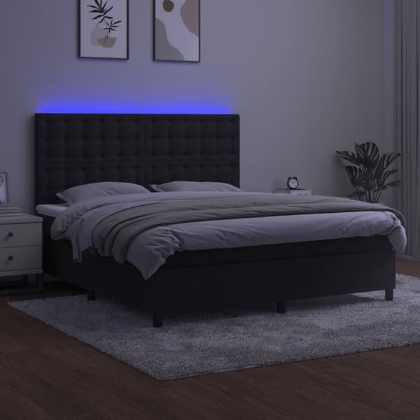 vidaXL Ramsäng med madrass & LED svart 160x200 cm sammet