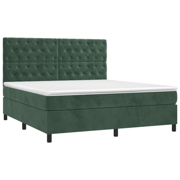 vidaXL Ramsäng med madrass mörkgrön 160x200 cm sammet