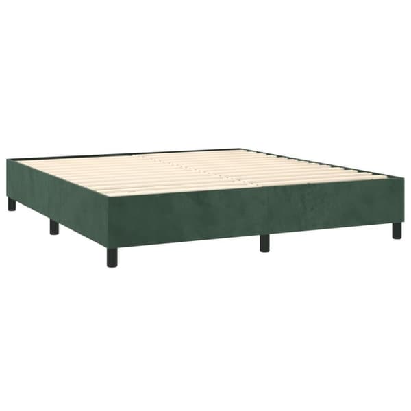 vidaXL Ramsäng med madrass mörkgrön 160x200 cm sammet