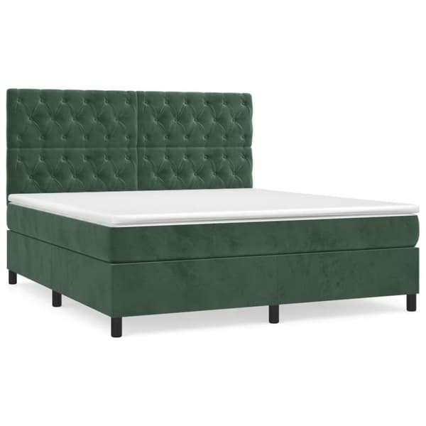 vidaXL Ramsäng med madrass mörkgrön 160x200 cm sammet