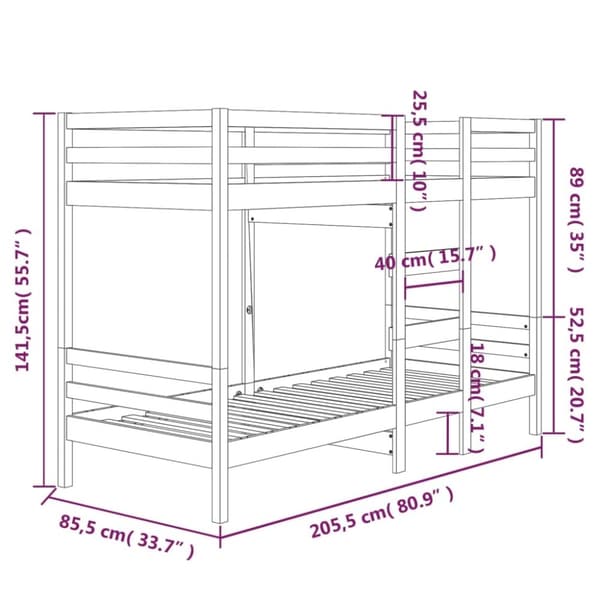 vidaXL Køyeseng 80x200 cm heltre furu