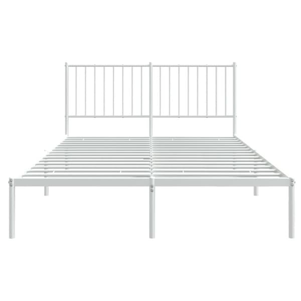 vidaXL Sengeramme i metall med hodegavl hvit 140x200 cm