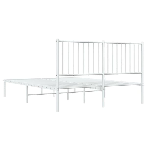 vidaXL Sengeramme i metall med hodegavl hvit 140x200 cm
