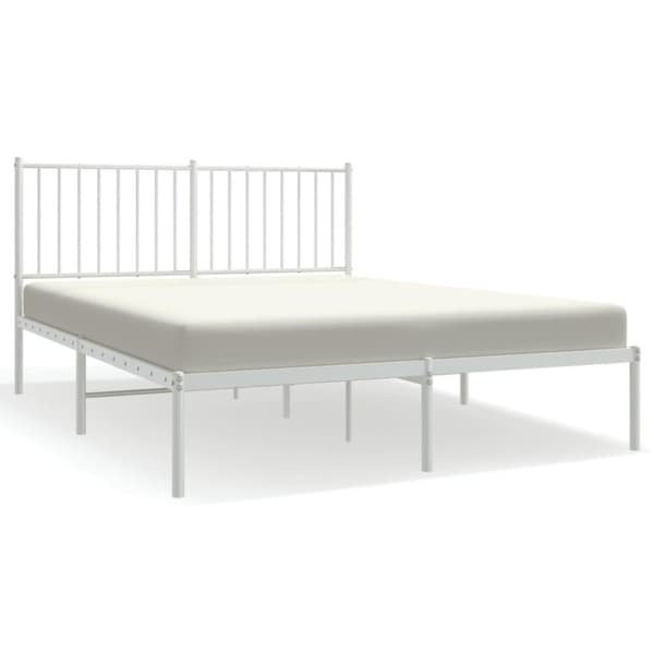 vidaXL Sengeramme i metall med hodegavl hvit 140x200 cm