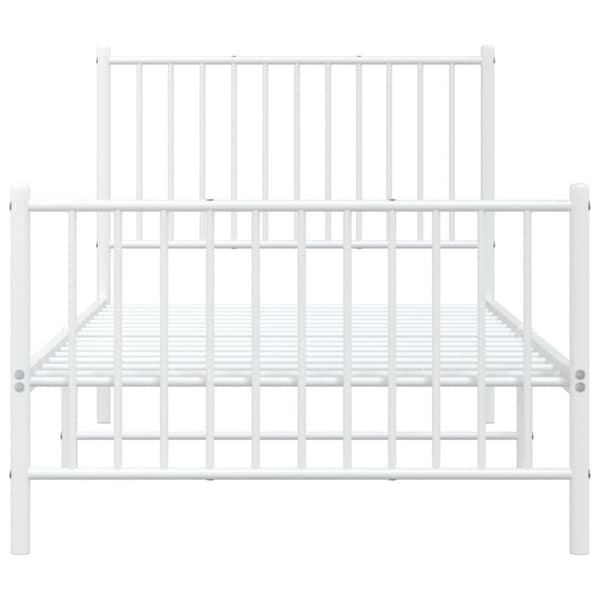 vidaXL Sengeramme i metall med hode- og fotgavl hvit 90x200 cm