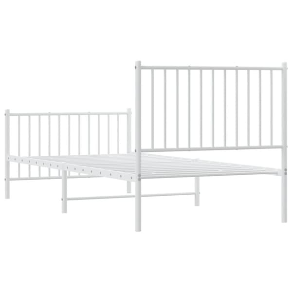 vidaXL Sengeramme i metall med hode- og fotgavl hvit 90x200 cm