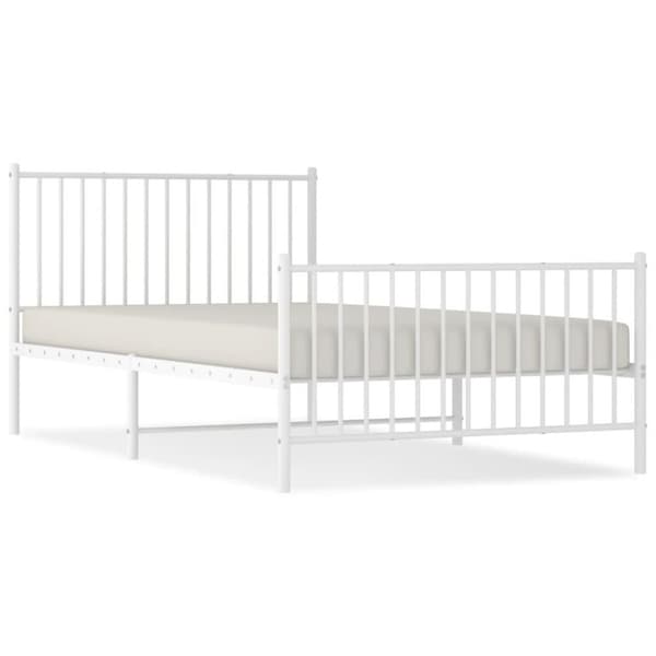 vidaXL Sengeramme i metall med hode- og fotgavl hvit 107x203 cm
