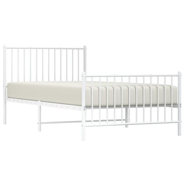 vidaXL Sengeramme i metall med hode- og fotgavl hvit 100x200 cm