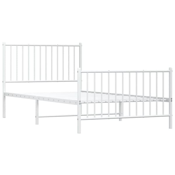 vidaXL Sengeramme i metall med hode- og fotgavl hvit 100x200 cm