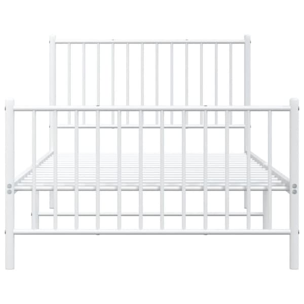 vidaXL Sengeramme i metall med hode- og fotgavl hvit 100x200 cm
