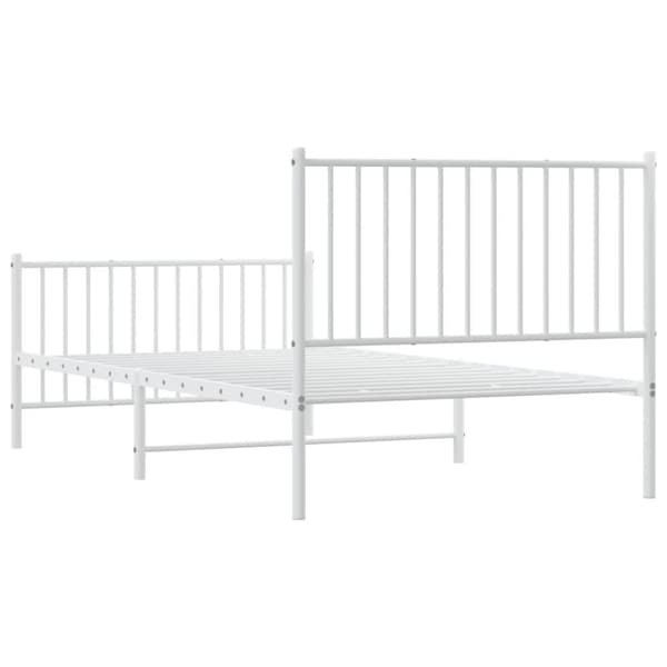 vidaXL Sengeramme i metall med hode- og fotgavl hvit 100x200 cm