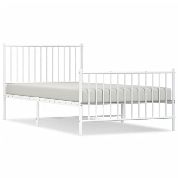 vidaXL Sengeramme i metall med hode- og fotgavl hvit 100x200 cm