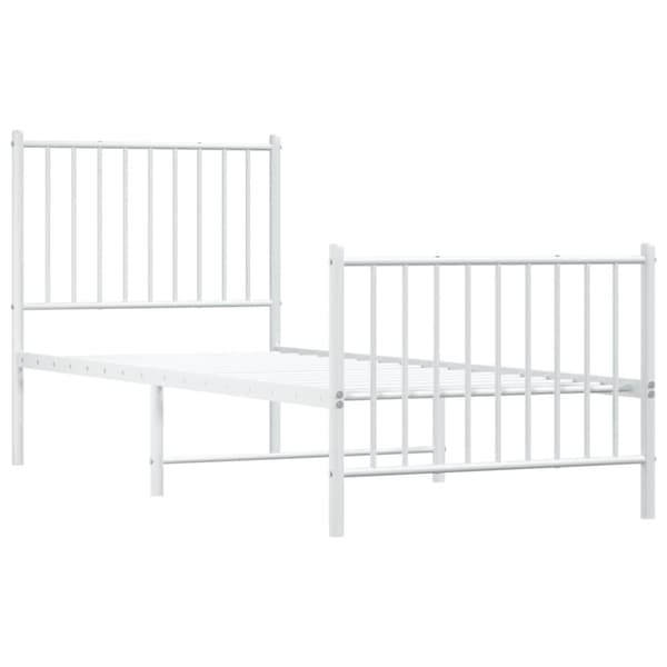 vidaXL Sengeramme i metall med hode- og fotgavl hvit 80x200 cm