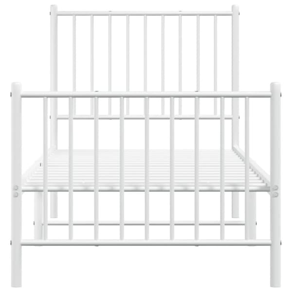 vidaXL Sengeramme i metall med hode- og fotgavl hvit 80x200 cm
