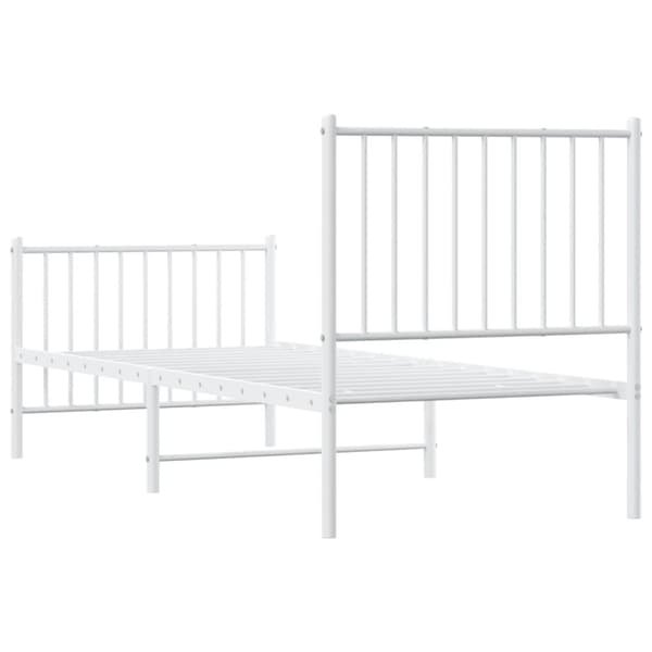 vidaXL Sengeramme i metall med hode- og fotgavl hvit 80x200 cm
