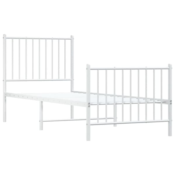 vidaXL Sengeramme i metall med hode- og fotgavl hvit 75x190 cm