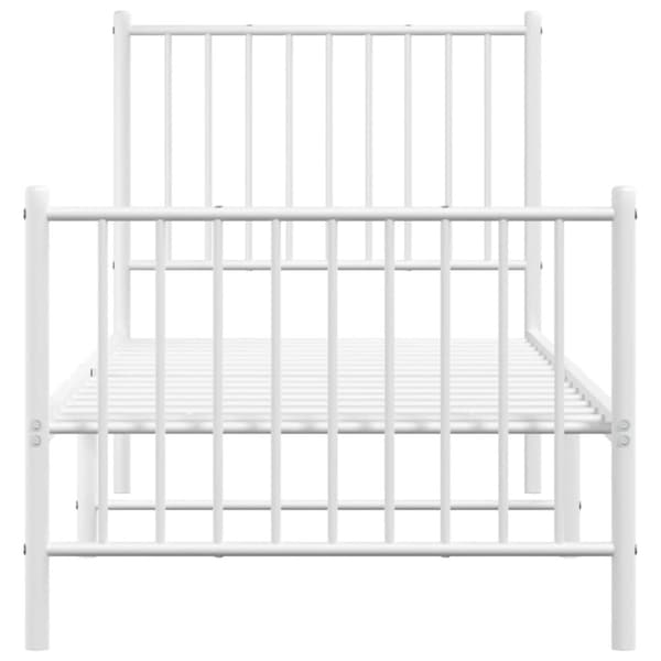 vidaXL Sengeramme i metall med hode- og fotgavl hvit 75x190 cm