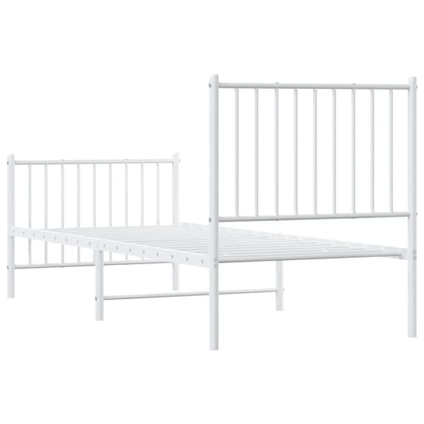 vidaXL Sengeramme i metall med hode- og fotgavl hvit 75x190 cm