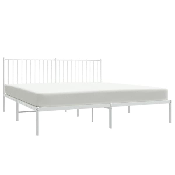 vidaXL Sengeramme i metall med sengegavl hvit 180x200 cm