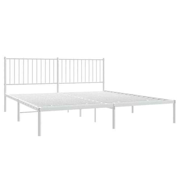 vidaXL Sengeramme i metall med sengegavl hvit 180x200 cm