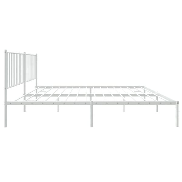 vidaXL Sengeramme i metall med sengegavl hvit 180x200 cm