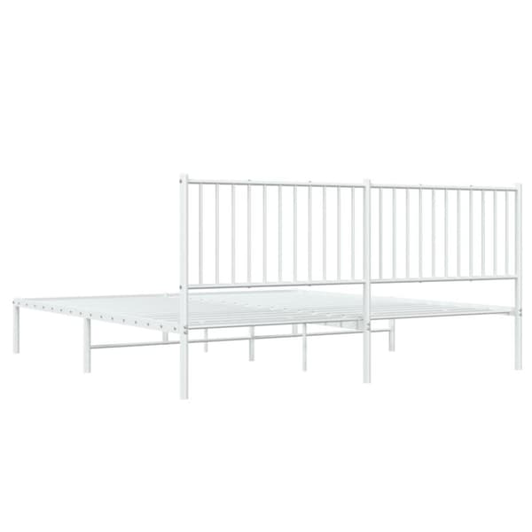 vidaXL Sengeramme i metall med sengegavl hvit 180x200 cm