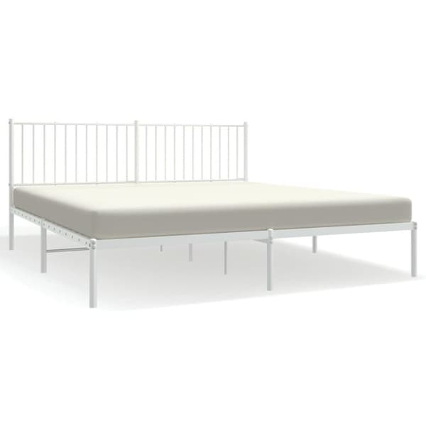 vidaXL Sengeramme i metall med sengegavl hvit 180x200 cm