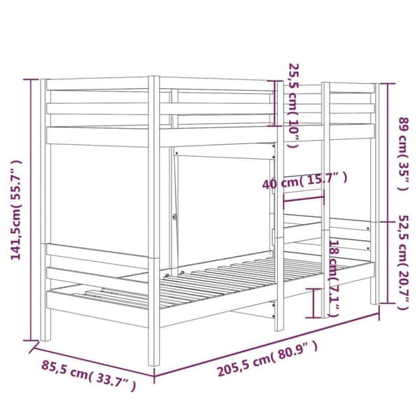 vidaXL køjeseng 80x200 cm massivt fyrretræ hvid