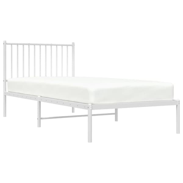 vidaXL Sengeramme i metall med hodegavl hvit 90x200 cm