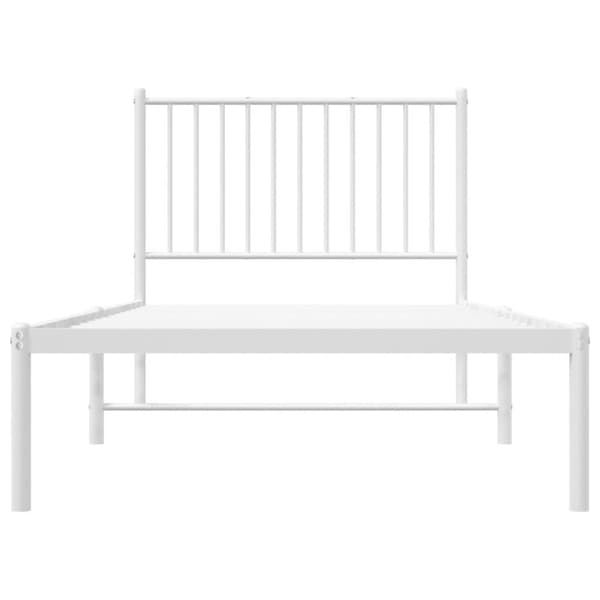 vidaXL Sengeramme i metall med hodegavl hvit 90x200 cm