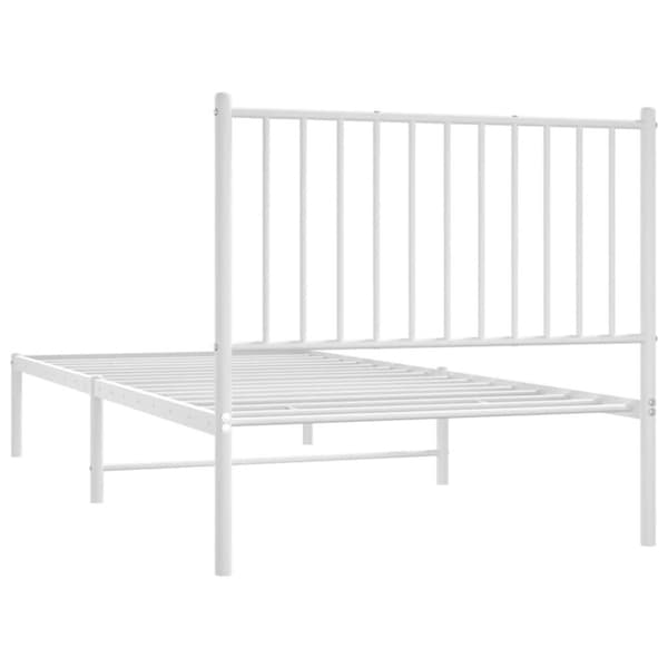 vidaXL Sengeramme i metall med hodegavl hvit 90x200 cm