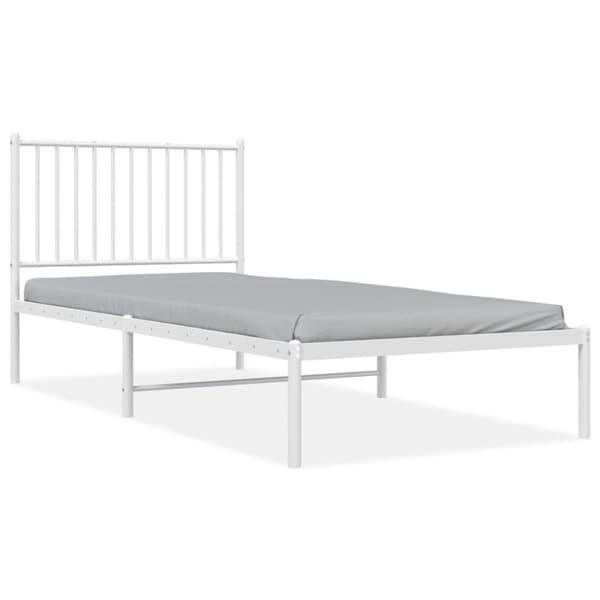 vidaXL Sengeramme i metall med hodegavl hvit 90x200 cm