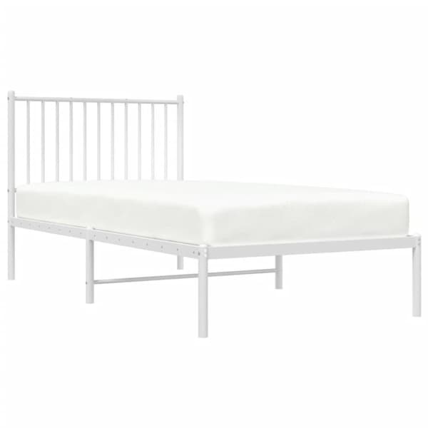 vidaXL Sengeramme i metall med hodegavl hvit 90x190 cm