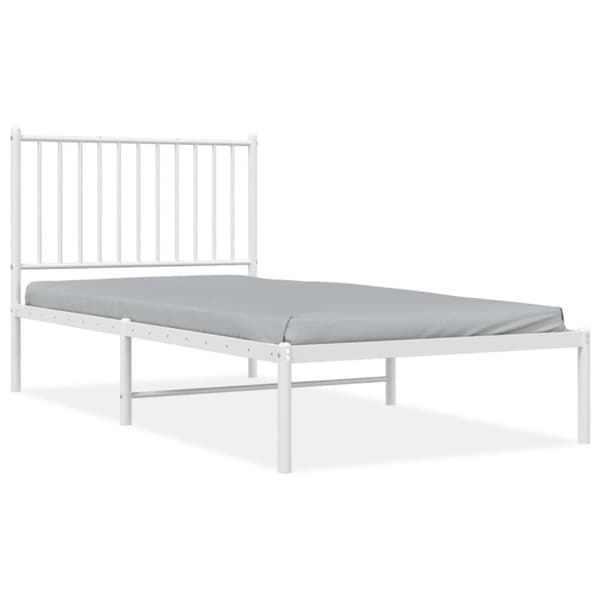 vidaXL Sengeramme i metall med hodegavl hvit 90x190 cm